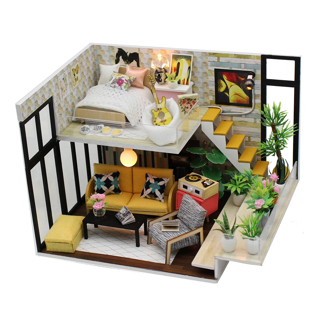 

DIY Creative Gift Handmade Theme Wooden Cabin Assembly Building Model Toy Set with Light and Music - Cynthia Holiday
