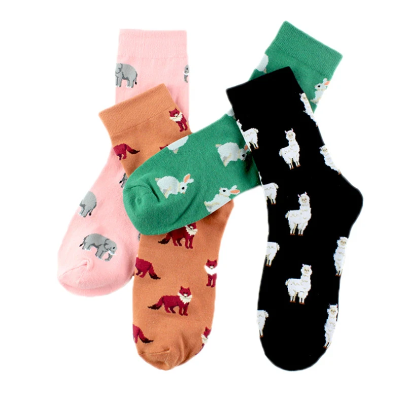 

Spring Autumn Winter Cotton Socks Women Fashion Casual New Style Fox Sheep Rabbit Elephant Trend Socks For Ladies