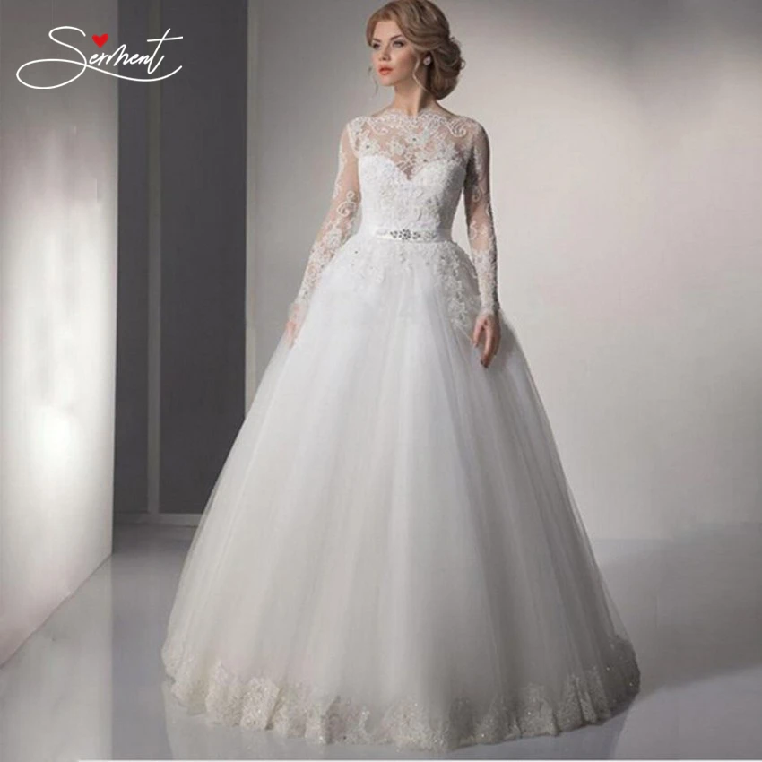 

SERMENT Simple Lace Sleeve Wedding Dress Off The Shoulder Suitable for Pregnant Women 100cm Tail Spring Summer Autumn Wedding