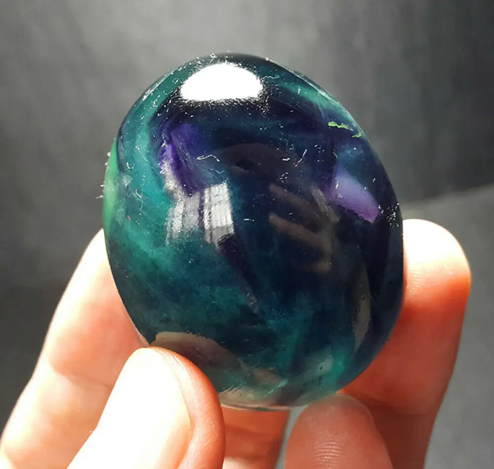 Rare Natural Fluorite Egg Quartz Crystal Point Healing 80g 3
