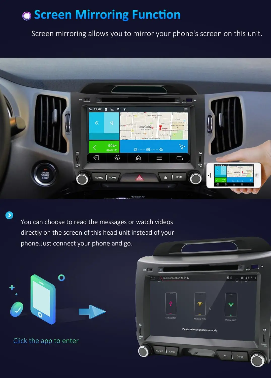 Cheap Android 9.0 Quad 4 core car dvd for KIA sportage 2011 2012 2013 2014 2015 headunit gps navigation 2 din car multimedia player 4