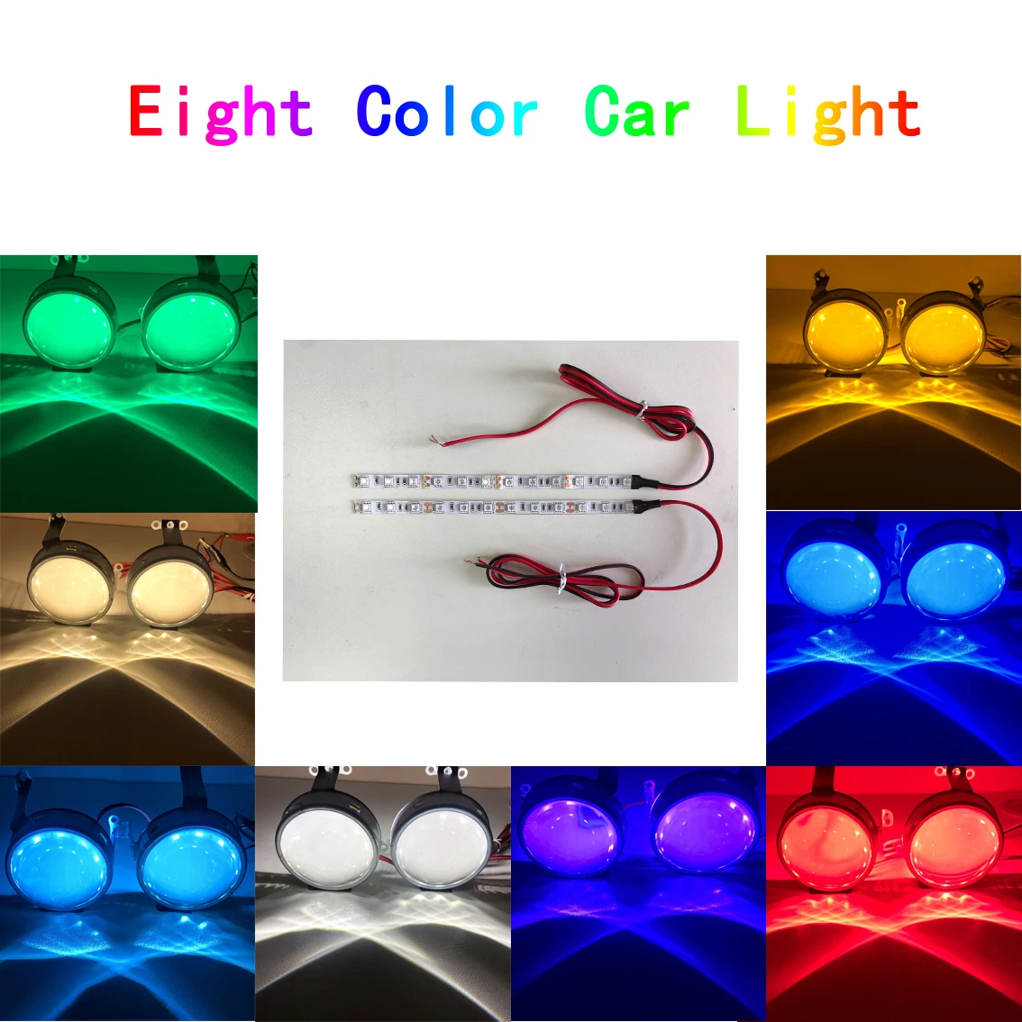 

1 SET 2 PCS 12 LED evil Eye Evil Eyes DRL LED Module Headlight Lens Retrofit Projector Eight color LED Strip LED Light