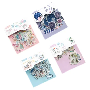 

40pcs/Pack Kawaii Cat Pegasus Fantasy Andromeda Paper Stickers Hand Account Notebook Decorative Sticker Stick Label Kids Gift