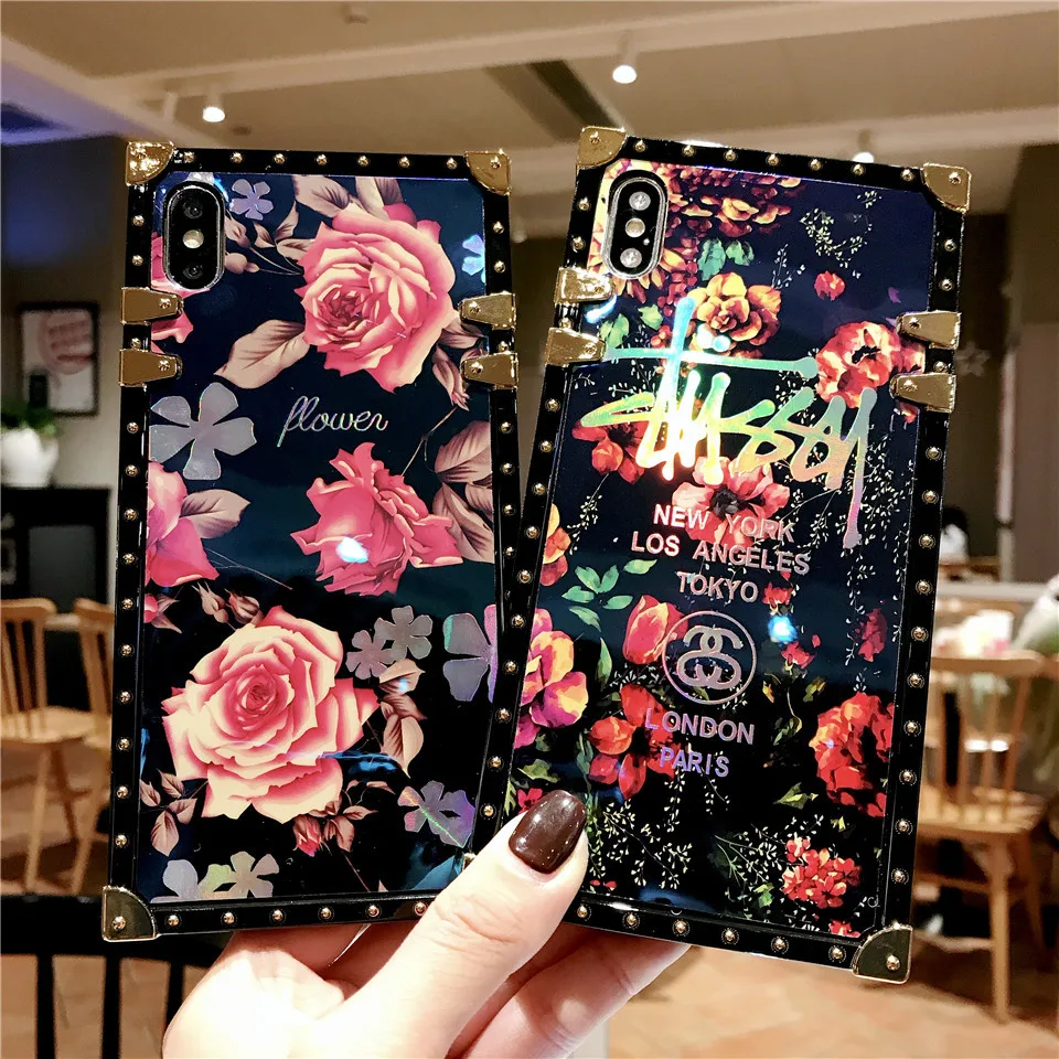 

Fashion Blue light flower mobile cell phone cover fundas For Apple iPhone 7 PLUS phone cases XR X Xs 8 plus 6 6s plus xs max