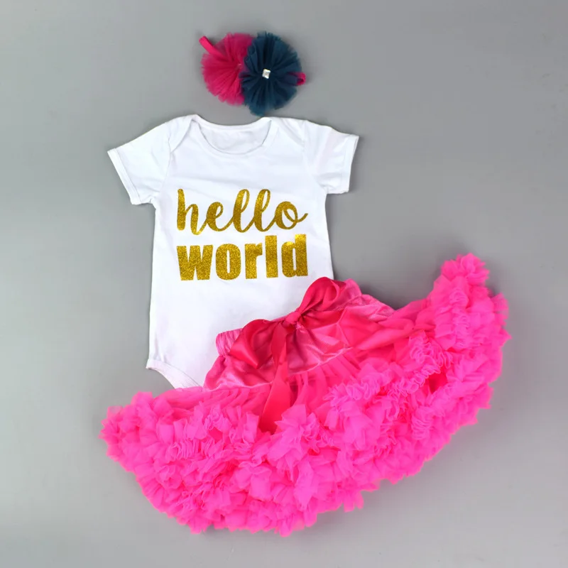 Baby Clothing Set classic EAZII Hello World Print Newborn Infant Baby Girl Romper Jumpsuit With Underwear Short Sleeve Sunsuit Summer Clothes Outfit 0-24M newborn baby clothing set Baby Clothing Set