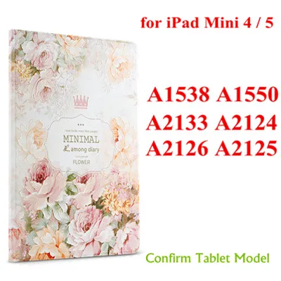 Для iPad mini 4 чехол 3D рельефный рисунок планшет кожаный чехол для iPad mini 1 2 3 смарт-чехол Авто спящий стенд оболочка - Цвет: iPad Mini 4