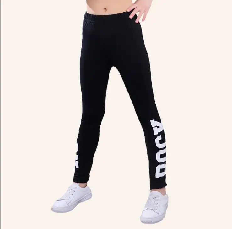 black legging Детский укороченный топ с надписью, топы, леггинсы комплект из двух предметов для девочек, летняя стильная одежда в стиле хип-хоп для девочек-подростков 6, 8, 10, 12, 14, 16, 18 лет - Цвет: black legging