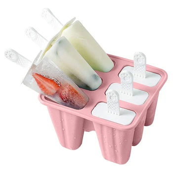 

Classic Homemade Ice Molds 6 Easy-sicle Molds Shapes Reusable Silicone Ice sicle Maker (Pink)