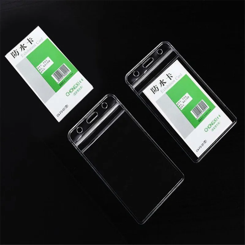 10Pcs Horizontal Transparent Vinyl Plastic Clear ID Card Badge Holder with Zipper Office Supplies Accessories