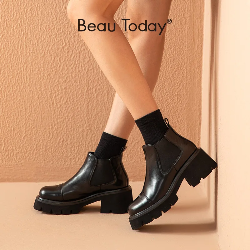 Beautoday Chelsea Boots Women Calfskin Leather Metal Chain Rivet Decor  Elastic Band Ankle Length Female Shoes Handmade 03852 - Women's Boots -  AliExpress