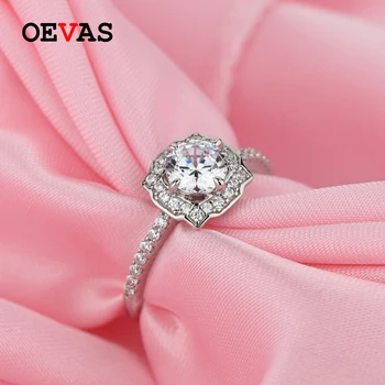 

OEVAS 100% 925 Sterling Silver Wedding Rings For Women Sparking Zircon Engagement Party Fine Jewelry Anniversary gift Wholesale