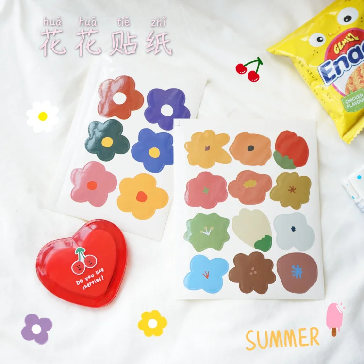 

SIXONE Korea Girl Hyuna Flower Decorative Stickers Kawaii Waterproof Wall Phone Computer Hand Book Sticker Cute Sealing Sticker