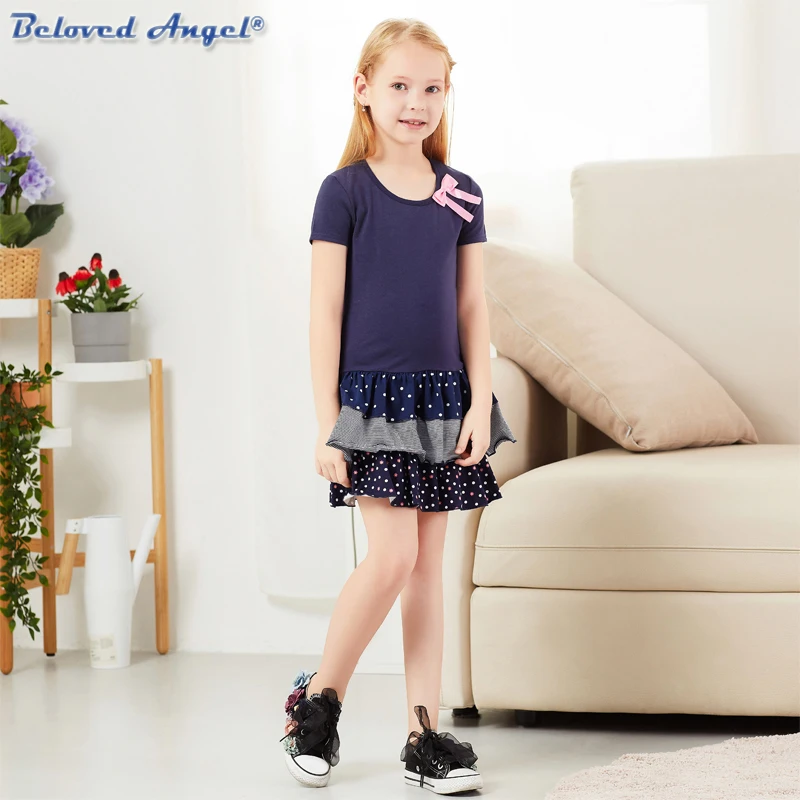 New Summer Cute Red Ball Gown Girls Dresses Kids Girl Party Dress Casual O Neck Cake Ruffled Tutu Bubble 3-8 Years | Детская одежда и