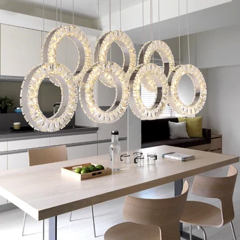 

Restaurant crystal chandelier table three rectangular simple modern dining room chandelier fashion bar table LED lighting lamps