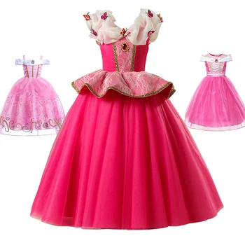 

Girls Princess Dress Aurore Sleeping Beauty Costume Cosplay Fancy Dresses Girl Halloween Party Ball Gowns Kids Floral Clothing