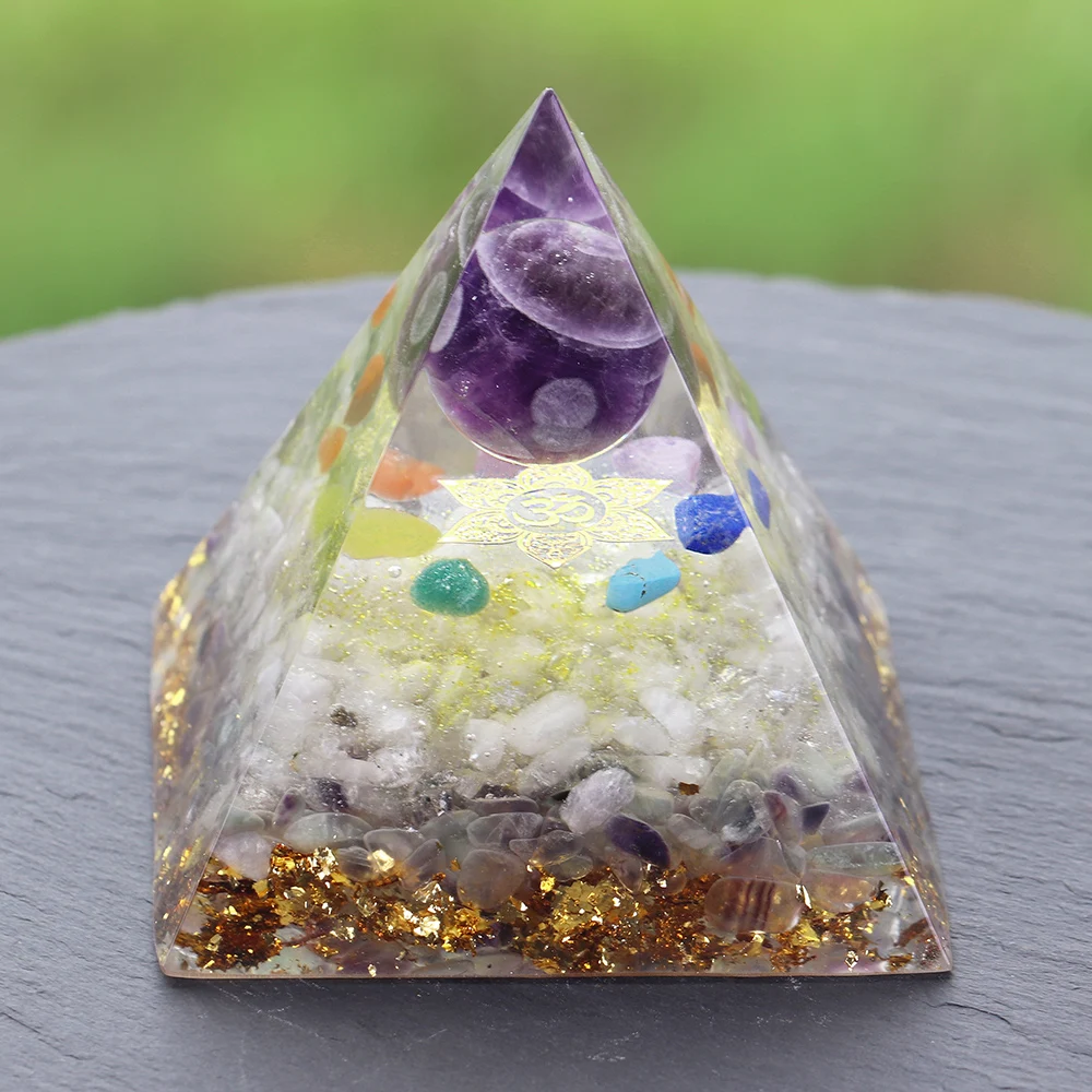 Оргонит пирамида из аметиста изменить магнитное поле жизни камень Reiki флюорит