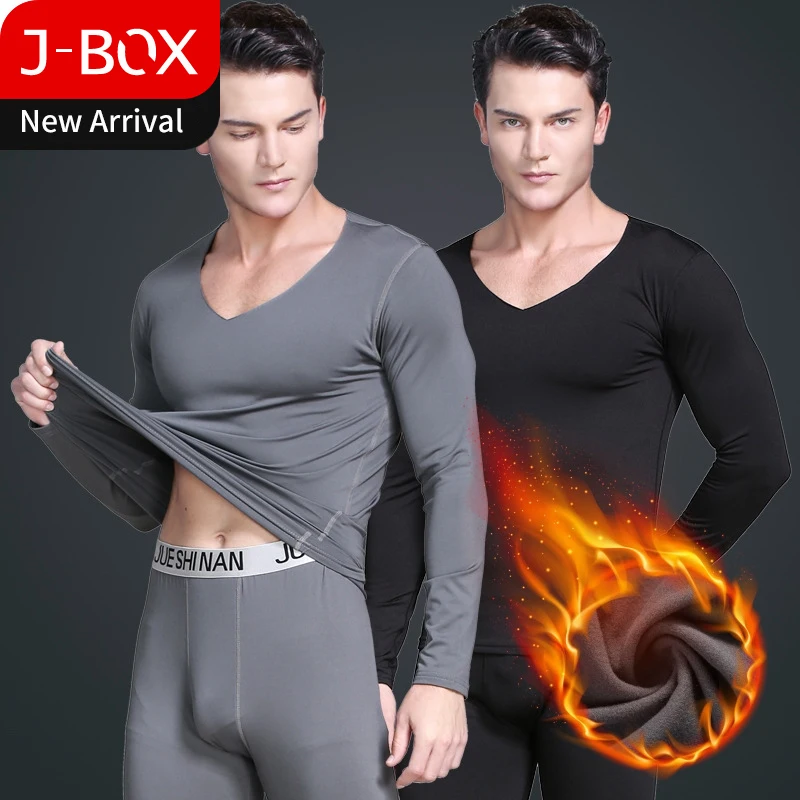 

J-BOX 1pc Men Thermal Underwear Sets 2019 New Men Autumn Winter keep Warm Soft Plus Size Long Johns Thermal Underwear Sets