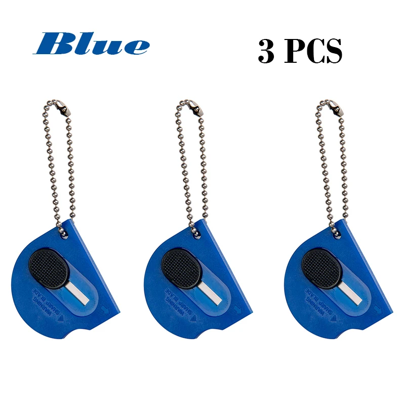 Blue 3PCS Безопасная фреза ножик концелярский мини шестерня чистить машины на открытом воздухе самозащита эдс открыть коробки коготь пакет письмо отскок острые ключа цепь - Цвет: Blue 3PCS