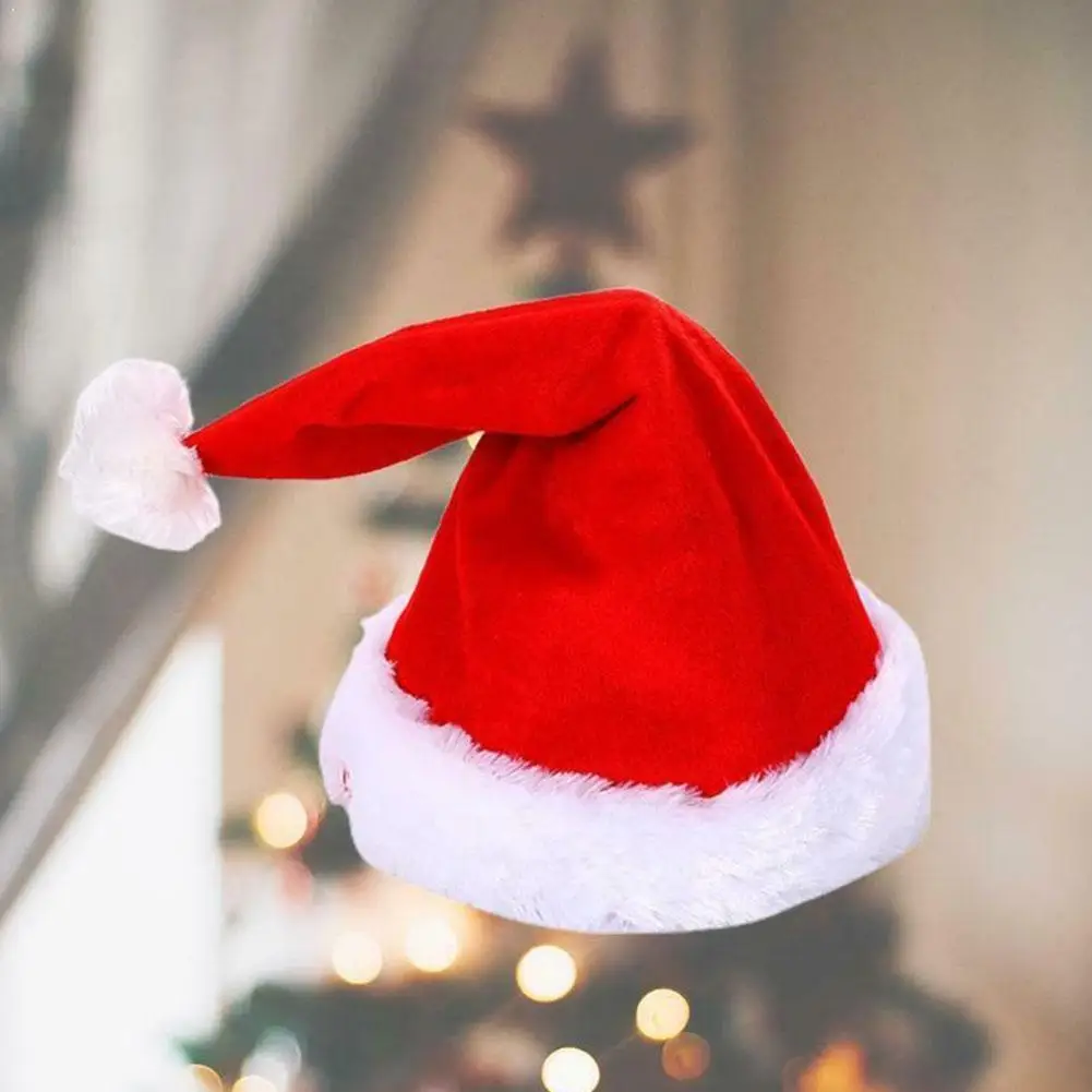 

Newest Christmas Hat Led Electric Christmas Hat Thick Claus Santa Soft Fancy Music Plush Party Cap Dress Cute Ultra Costume Y9R7