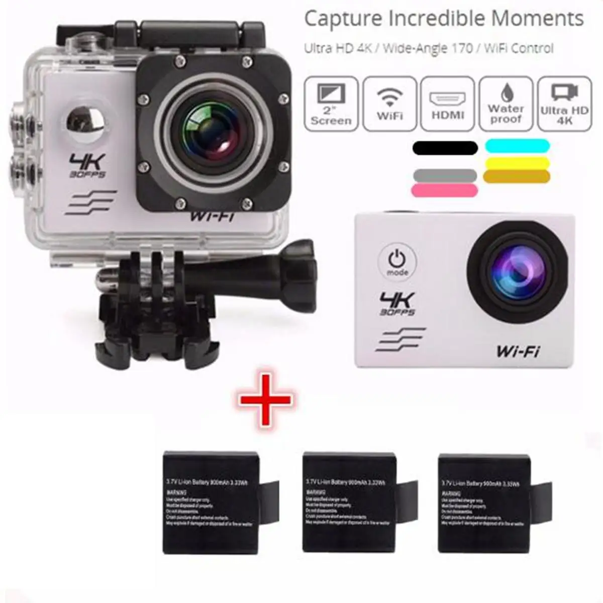 KINCO Высокое качество HD 4K 1080P 16MP WiFi 170 ° Подводный Водонепроницаемый Спорт экшн видео DV камера Спорт Cam Мини видеокамеры