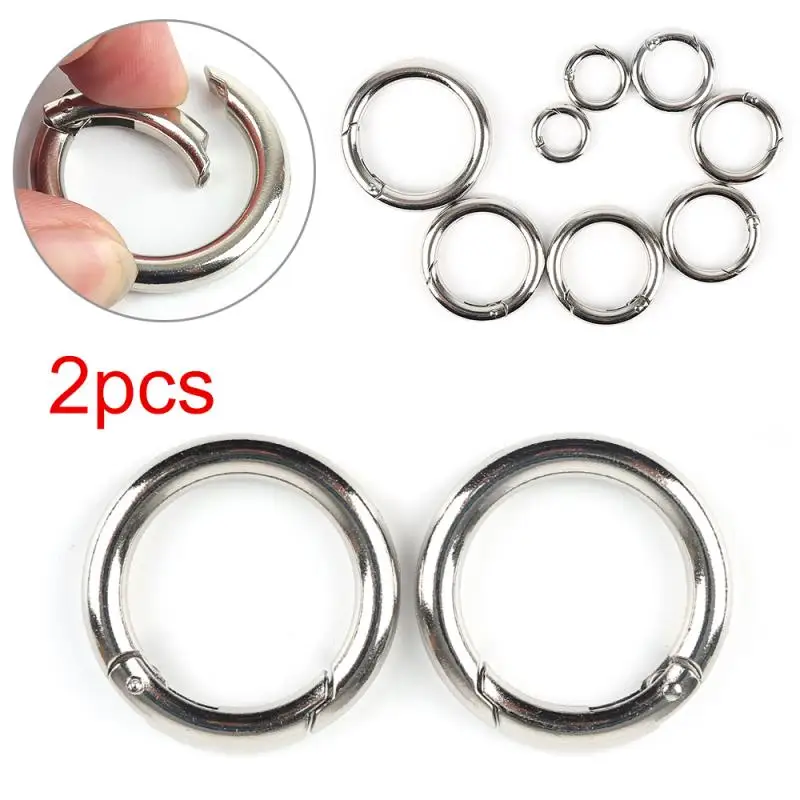 

2pcs 18-44mm Round Push Gate Snap Open Hook Spring Ring Key Carabiner Camping Buckles Clips Camping & Hiking
