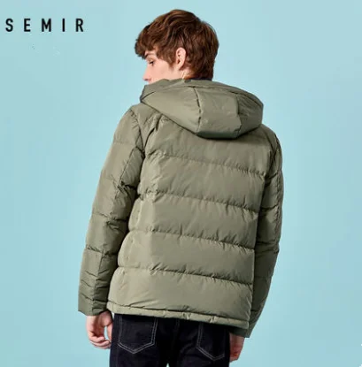 SEMIR, зимний мужской пуховик, новые пары, плотные пальто, 90% утиный пух, ультра-светильник, тонкий, с капюшоном, с хлопковой подкладкой, одноцветная верхняя одежда для мужчин - Цвет: Серый