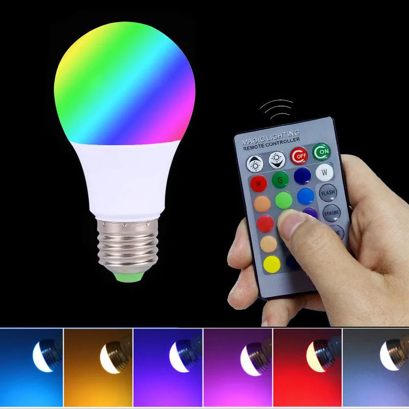 Светодиодная RGB-лампа E27 110 В 5/10/15 Вт с пультом ДУ | Лампы и освещение