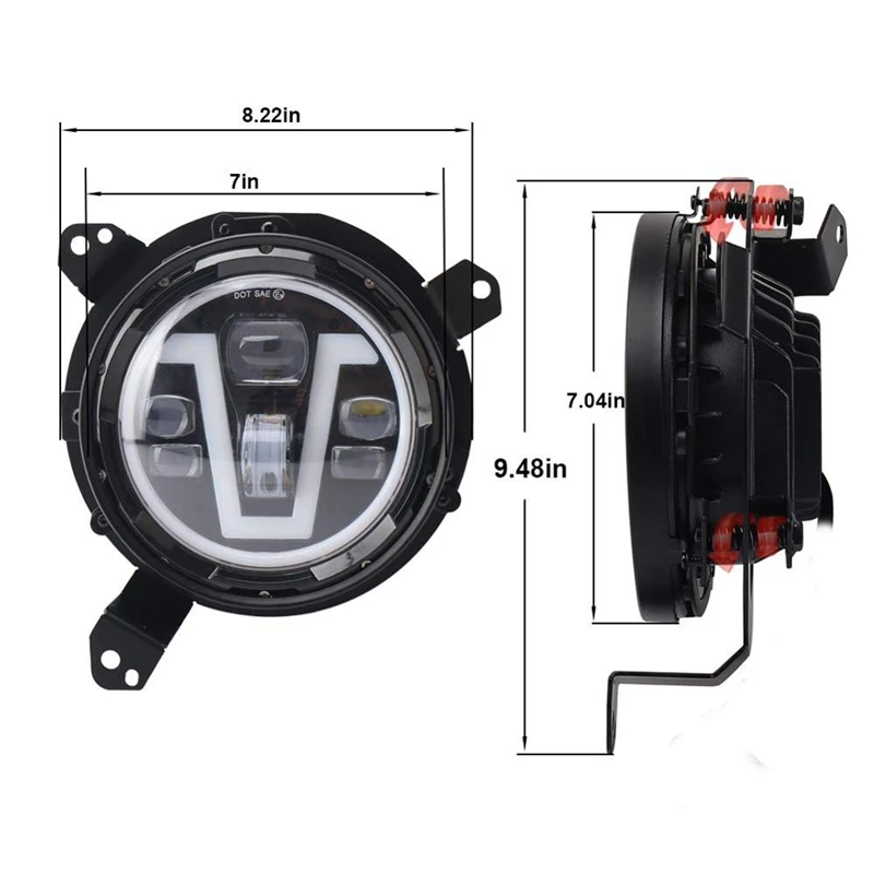 7 дюймовый светодиодный фар 12V светодиодный рабочий фары с DRL Янтарный указатель поворота Halo с H4 разъем для Jeep Wrangler JL
