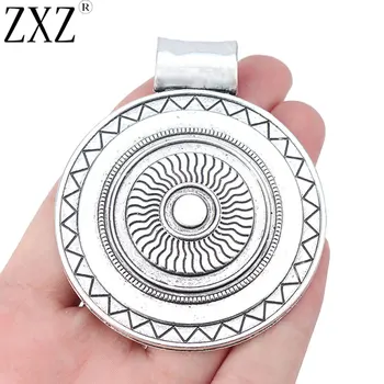 

ZXZ 2pcs Tibetan Silver Large Bohemia Boho Round Charms Pendants for Necklace Jewelry Making Findings