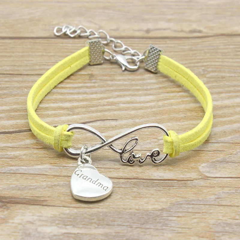 Браслет Infinity со словами Love Grandma Nana Heart Charm замшевый кожаный регулируемый браслет