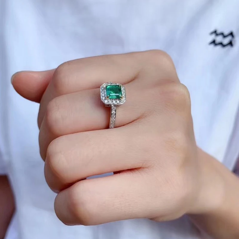 AEAW 18K белое золото AAA 0.81ct изумруд 0,24 оправа для драгоценного/полудрагоценного камня кольцо обручальное для девушек для женщин