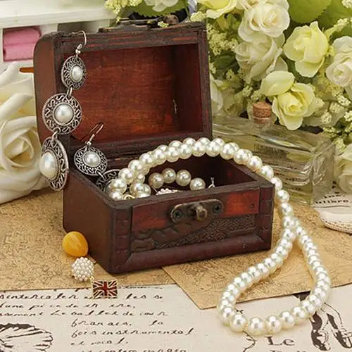 Durable Vintage Jewelry Box Organizer Pearl Necklace Bracelet Storage Wooden Case Gift Boxes Porte Bijoux Dropshipping Hot New