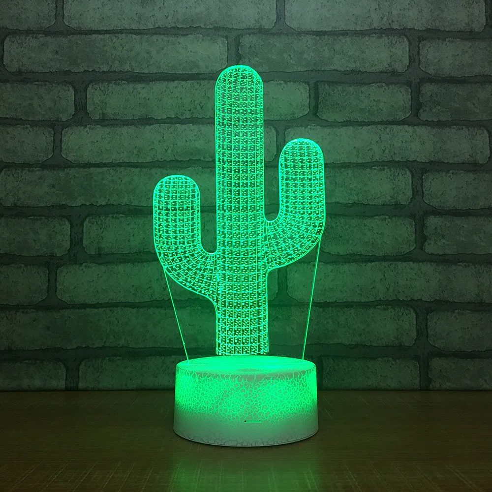 

Cactus Table 3D Lamp USB Touch Sensor RGB Novelty Lighting Child Kids Baby Gift Gadget Cactus Led Night Light Decor 7/16 Colors