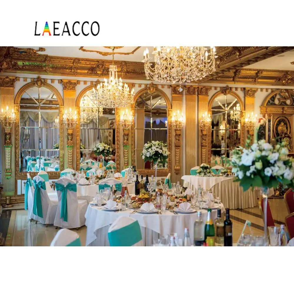 

Laeacco Photo Backdrops For Photography Luxurious Banquet Tables Wedding Birthday Party Interior Photo Background Photocall