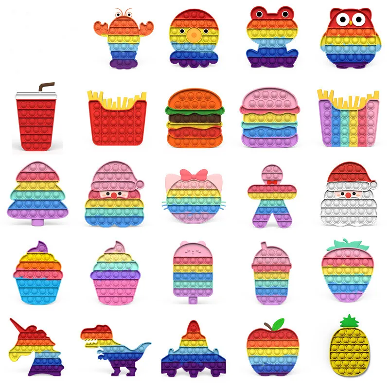 

Christmas Silicone Pendant Hamburg Finger Decompression Game Board Mini Bubble Music Key Smash