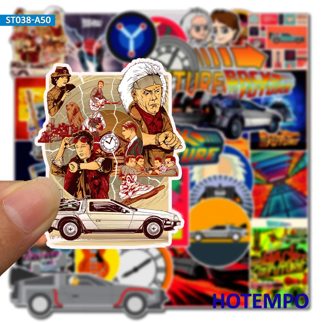 50pcs Classic Movie Back To The Future Stickers for Mobile Phone Laptop Luggage Case Skateboard Bike Helmet Style Decal Stickers
