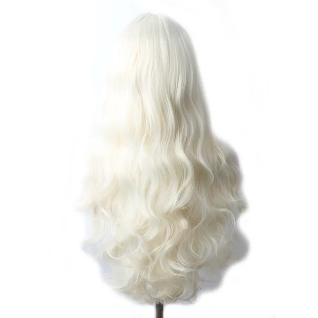 WoodFestival Wavy Synthetic Hair Wig Cosplay Ladies Colored Long Wigs For Women White Pink Red Dark Brown Green Blue Grey Ombre #613