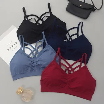 

Sexy Cozy Tube Top Women Lingerie Bralette Gathered Bras Cross Back Elastic Bras Underwear