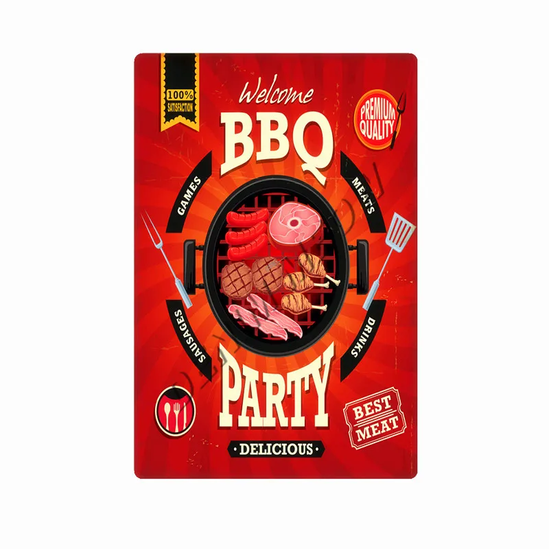 Dad's BBQ Zone Винтаж барбекю вечерние металлические вывески гриль время настенное Искусство Плакат для бара паба кухня ретро печать домашний декор WY81