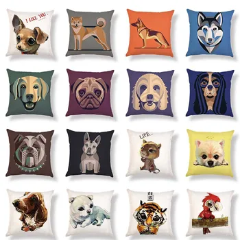 

Cartoon Dog Rabbit Print Cushion Cover Linen Decorative for Sofa Seat Soft Throw Pillow Case Cover 45x45cm Home Decor