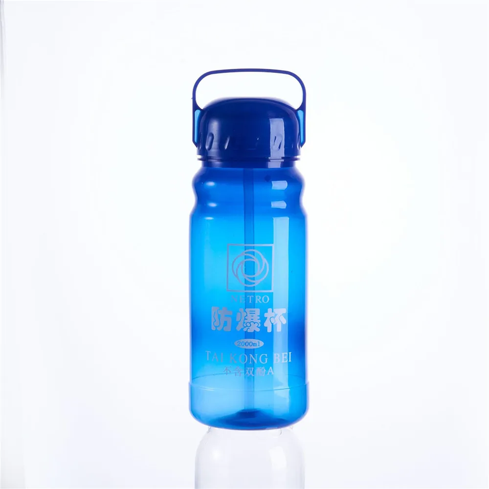 Large-capacity explosion-proof cup plastic space cup travel cup advertising cup sports bottle large 2000ML Free Shipping - Цвет: Синий