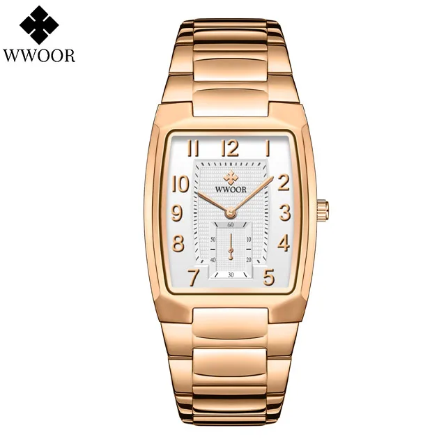 WWOOR 2021 Women Bracelet Watch Fashion Geneva Designer Japan Quartz Stainless Steel Female Gift Wrist Watches Relogio Feminino Rose white