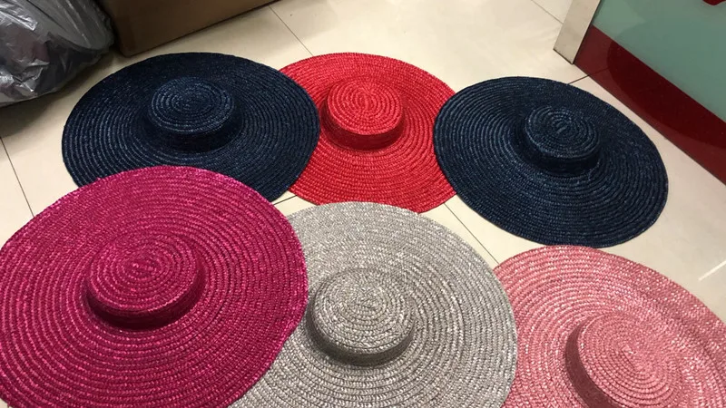 05-shi chic fashion summer natural handmade straw Designer wind brim leisure beach long ribbon lady fedoras cap women hat beach hat women sun hat