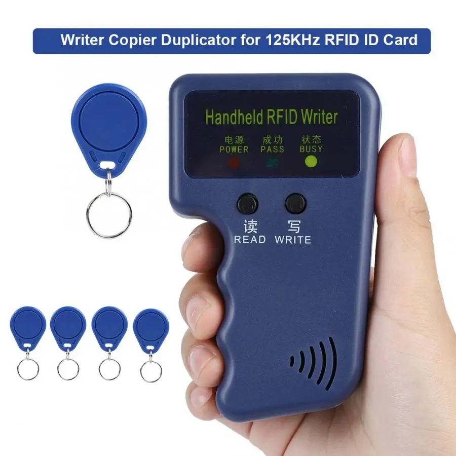 

RFID Reader Portable Handheld Writer Copier Duplicator for 125KHz RFID ID Card w/ 5 Tags pet microchip scanner