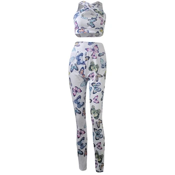 

Women Sets Summer Tracksuits Crop Top+Pants Suit Two Piece Set Night Club Party Elegant Sporty Casual 2 Pcs