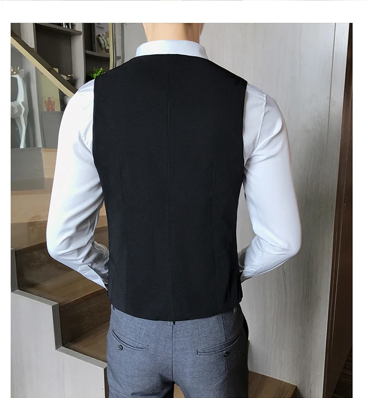 Chaleco Hombre Мода британский стиль полосы Pull Bar однорядные застежки жилет официант клубный Топ рабочая одежда жилет человек