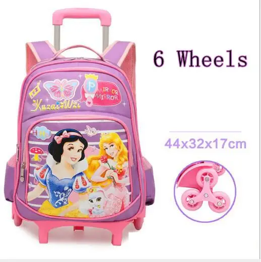 Детский Школьный рюкзак с колесами, школьная сумка принцессы на колесиках, рюкзак на колесиках для девочек