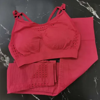 

2 Piece Set Sports Suits Seamless Yoga Set Women Fitness Clothing Sportswear Woman Gym Leggings Padded Sports Bra