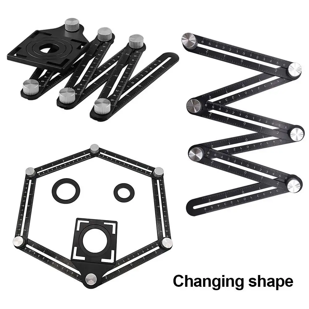 

Hole Locator Multi Angle Measuring Ruler Protractors 6-Falten Ruler Floor Tile Glass Woodworking Tools Puncher Angle Measuring