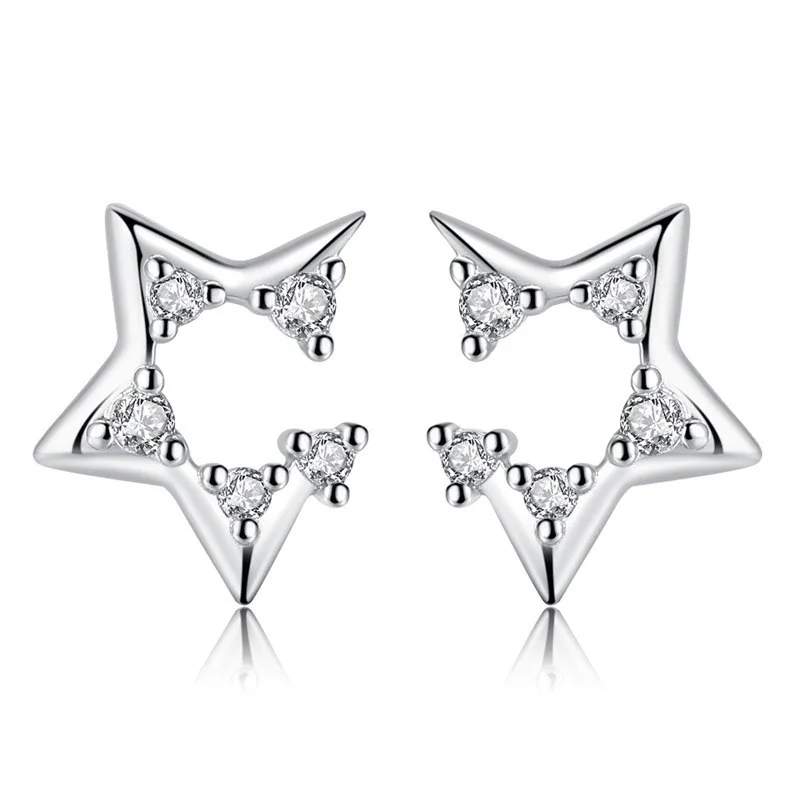 

earrings high quality female fashion jewelry retro simple hollow five-pointed star crystal zircon earrings